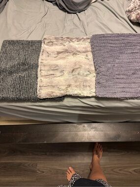 Plush Faux Fur & Chenille Pillow Covers - Gray, Cream, Set of 3